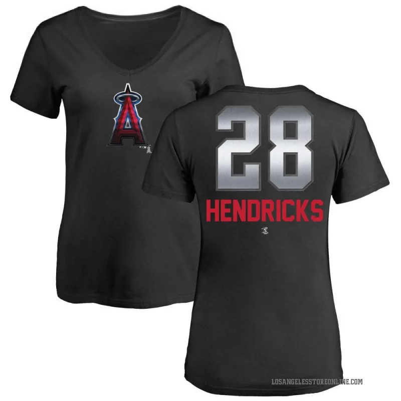 Kyle Hendricks Women's Black Los Angeles Angels Midnight Mascot V-Neck T-Shirt -