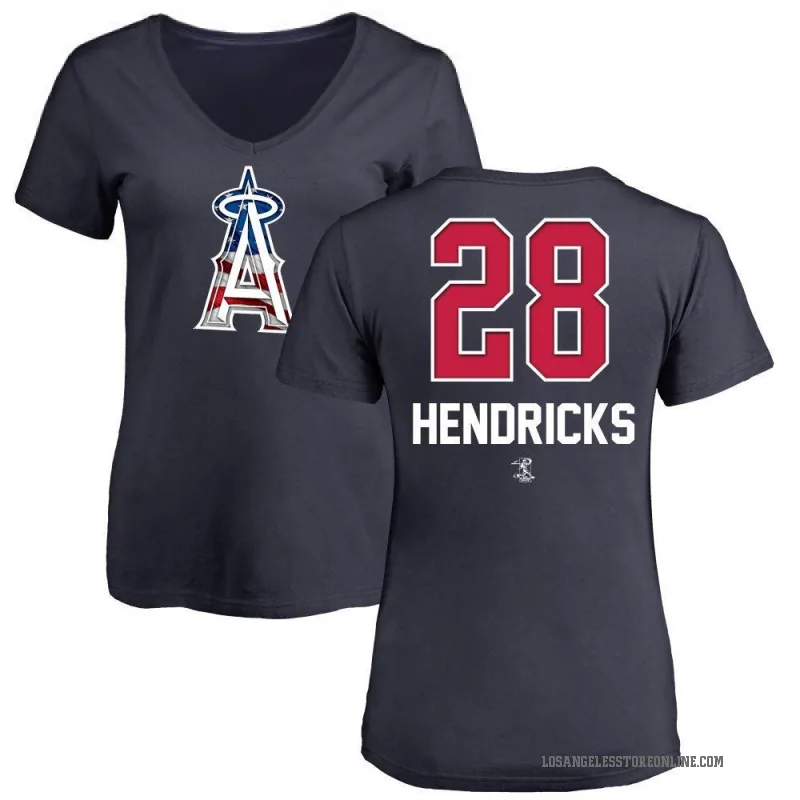Kyle Hendricks Women's Navy Los Angeles Angels Name and Number Banner Wave V-Neck T-Shirt -