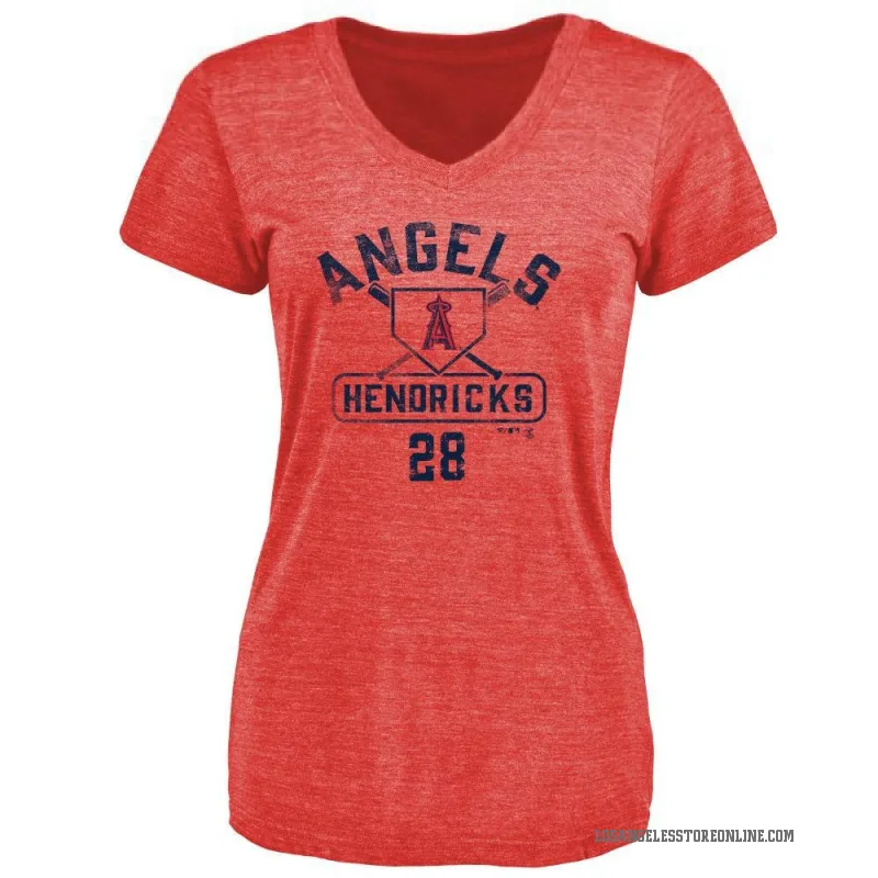 Kyle Hendricks Women's Red Los Angeles Angels Base Runner T-Shirt -