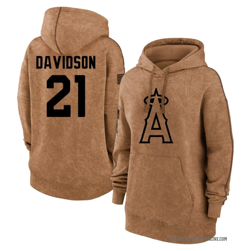 Logan Davidson Women's Brown Los Angeles Angels 2023 Salute to Service Pullover Hoodie