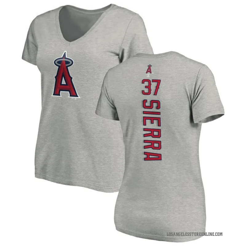 Magneuris Sierra Women's Ash Los Angeles Angels Backer Slim Fit T-Shirt -