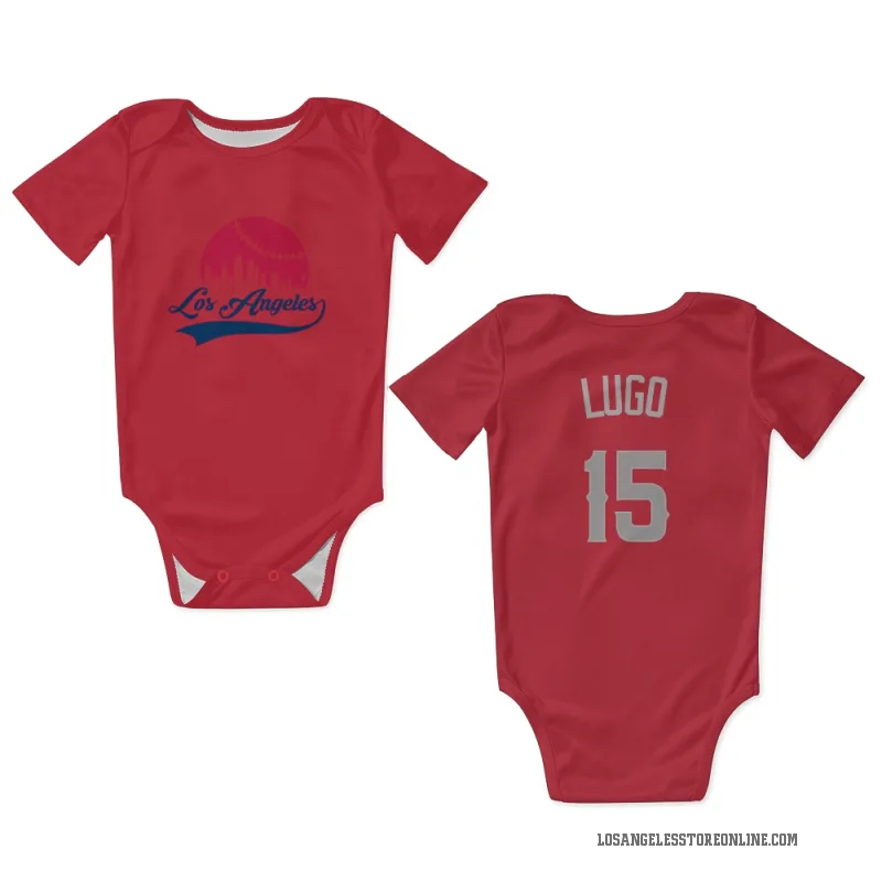 Matthew Lugo  Red Los Angeles Angels  Gray Newborn & Infant Bodysuit