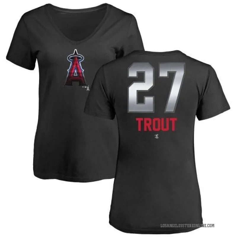 Mike Trout Women's Black Los Angeles Angels Midnight Mascot V-Neck T-Shirt -