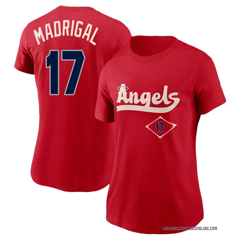 Nick Madrigal Women's Red Los Angeles Angels 2022 City Connect T-Shirt