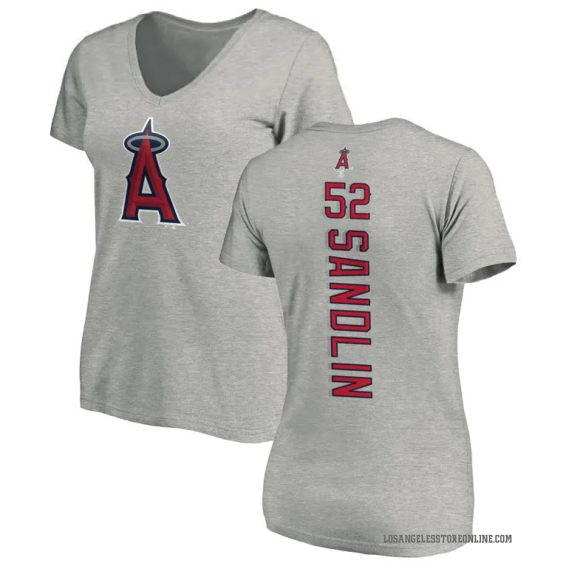 Nick Sandlin Women's Ash Los Angeles Angels Backer Slim Fit T-Shirt -