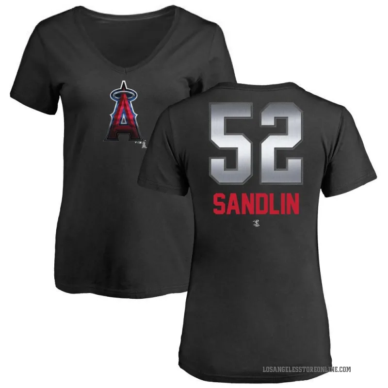 Nick Sandlin Women's Black Los Angeles Angels Midnight Mascot V-Neck T-Shirt -