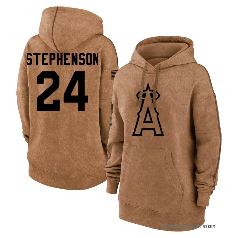 Robert Stephenson Women's Brown Los Angeles Angels 2023 Salute to Service Pullover Hoodie