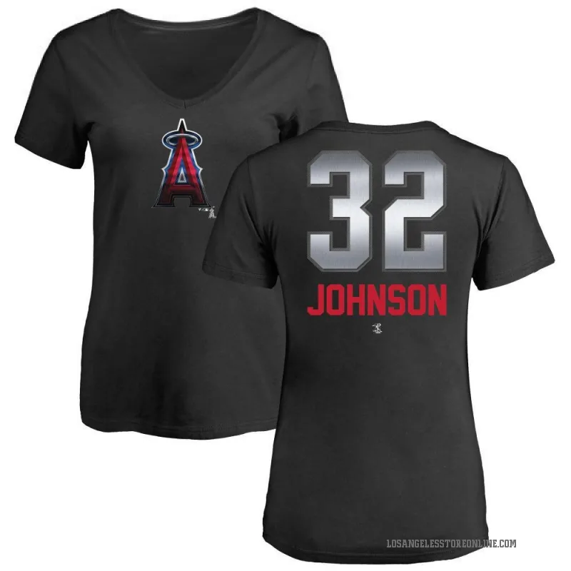 Ryan Johnson Women's Black Los Angeles Angels Midnight Mascot V-Neck T-Shirt -