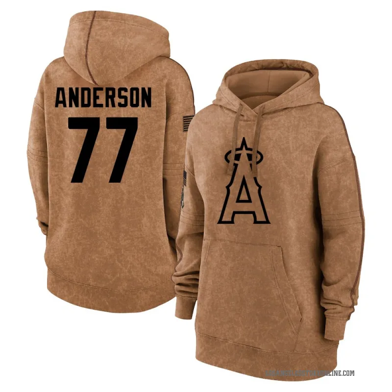 Tim Anderson Women's Brown Los Angeles Angels 2023 Salute to Service Pullover Hoodie