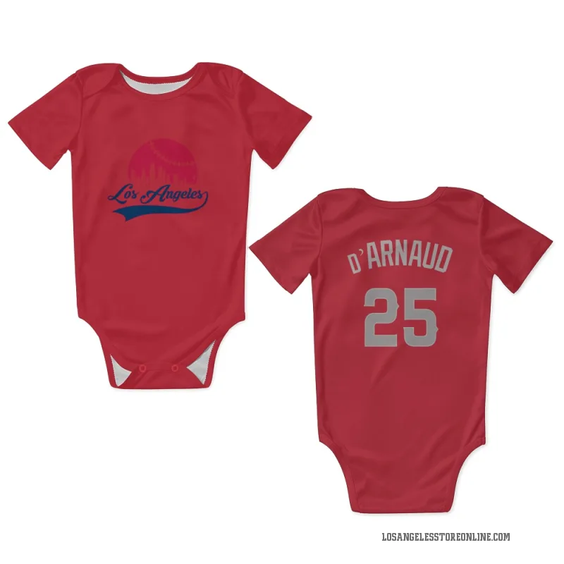 Travis d'Arnaud  Red Los Angeles Angels  Travis D'Arnaud  Gray Newborn & Infant Bodysuit