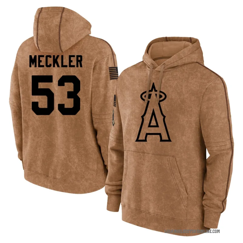 Wade Meckler Men's Brown Los Angeles Angels 2023 Salute to Service Club Pullover Hoodie