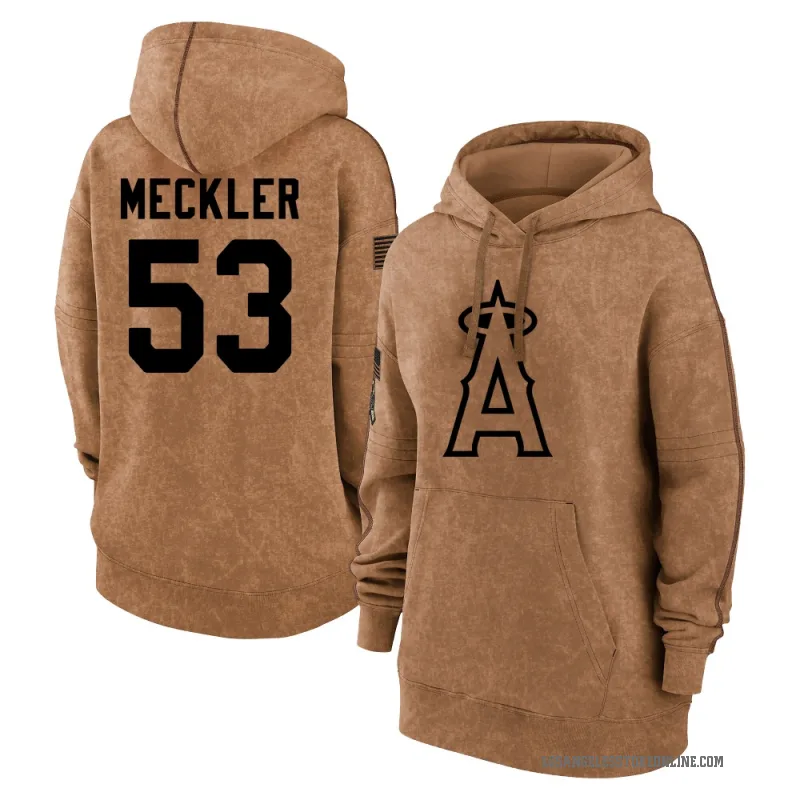Wade Meckler Women's Brown Los Angeles Angels 2023 Salute to Service Pullover Hoodie