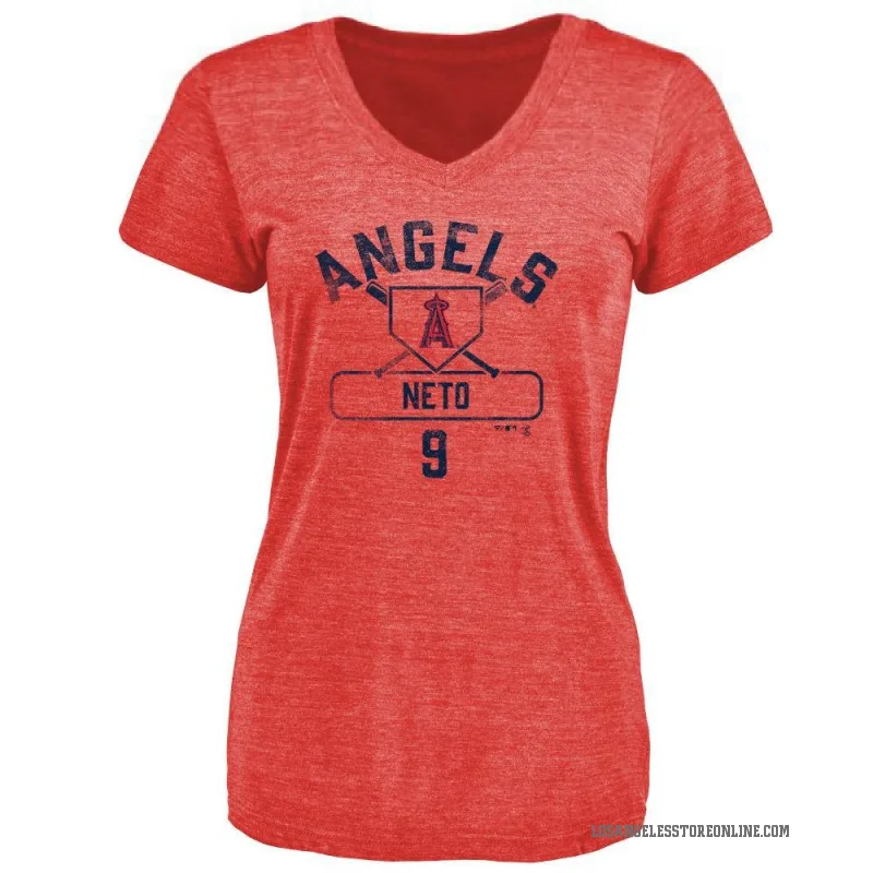 Zach Neto Women's Red Los Angeles Angels Base Runner T-Shirt -